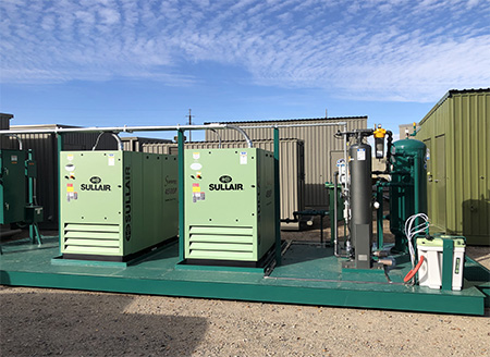 Compressor skid with two S-energy 4500P rotary screw industrial air compressors